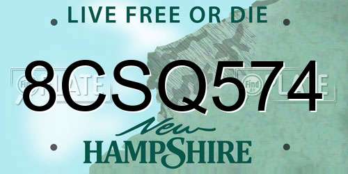 8CSQ574 New Hampshire License Plate