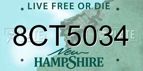 8CT5034 New Hampshire License Plate