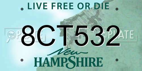 8CT532 New Hampshire License Plate
