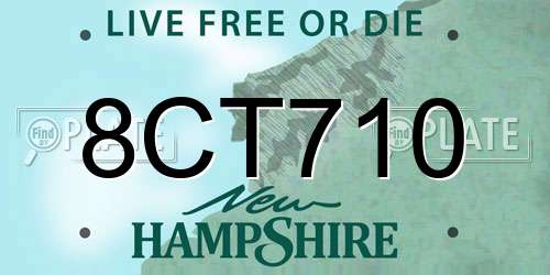 8CT710 New Hampshire License Plate
