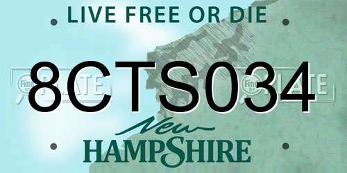 8CTS034 New Hampshire License Plate