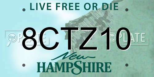 8CTZ10 New Hampshire License Plate