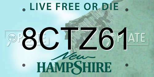 8CTZ61 New Hampshire License Plate