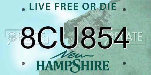 8CU854 New Hampshire License Plate