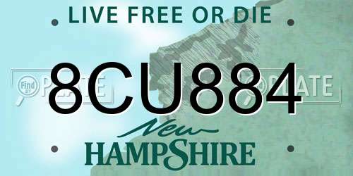 8CU884 New Hampshire License Plate