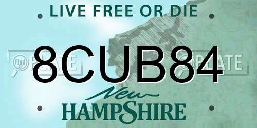 8CUB84 New Hampshire License Plate