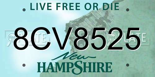 8CV8525 New Hampshire License Plate