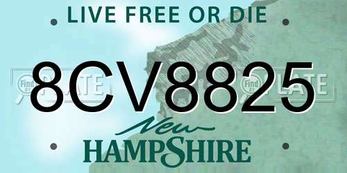 8CV8825 New Hampshire License Plate