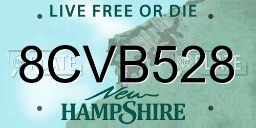 8CVB528 New Hampshire License Plate
