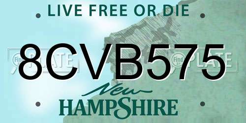 8CVB575 New Hampshire License Plate