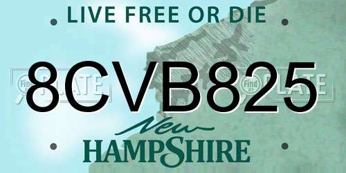8CVB825 New Hampshire License Plate
