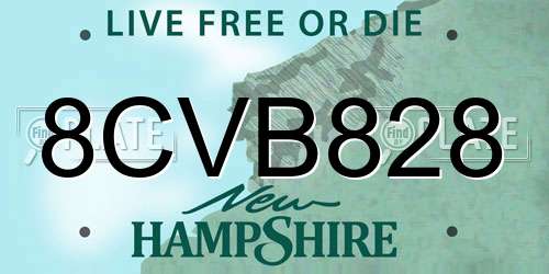 8CVB828 New Hampshire License Plate