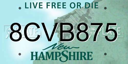 8CVB875 New Hampshire License Plate