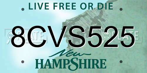 8CVS525 New Hampshire License Plate