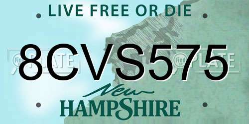 8CVS575 New Hampshire License Plate
