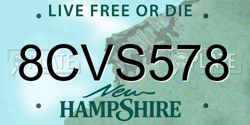 8CVS578 New Hampshire License Plate