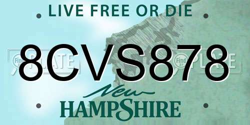 8CVS878 New Hampshire License Plate