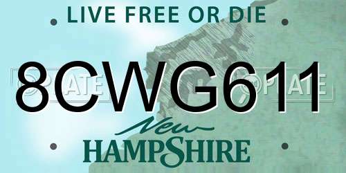 8CWG611 New Hampshire License Plate