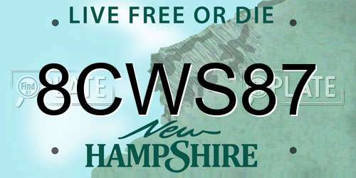 8CWS87 New Hampshire License Plate