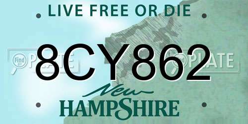 8CY862 New Hampshire License Plate