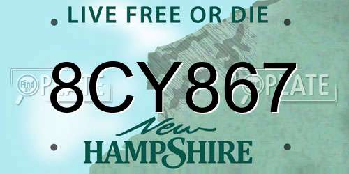 8CY867 New Hampshire License Plate