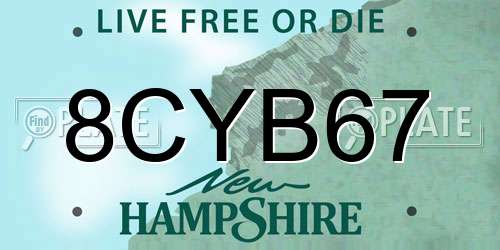8CYB67 New Hampshire License Plate