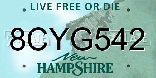 8CYG542 New Hampshire License Plate