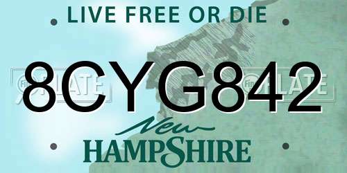 8CYG842 New Hampshire License Plate