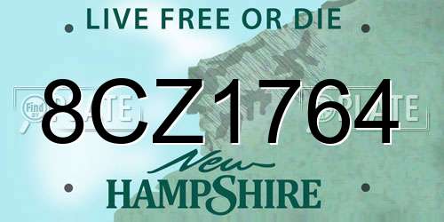 8CZ1764 New Hampshire License Plate