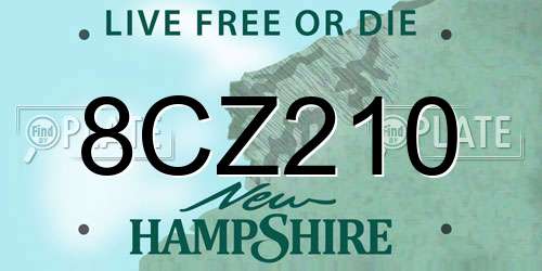 8CZ210 New Hampshire License Plate