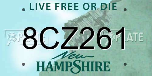 8CZ261 New Hampshire License Plate