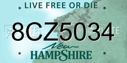 8CZ5034 New Hampshire License Plate