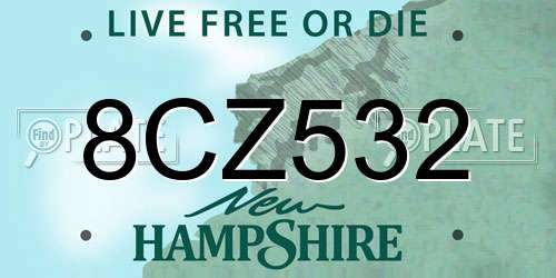 8CZ532 New Hampshire License Plate