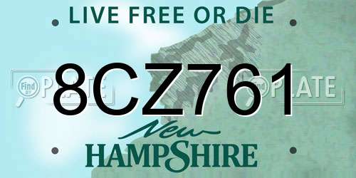8CZ761 New Hampshire License Plate