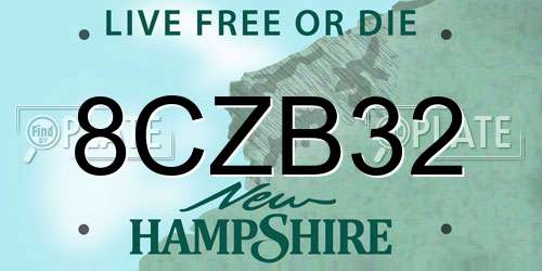 8CZB32 New Hampshire License Plate
