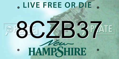 8CZB37 New Hampshire License Plate