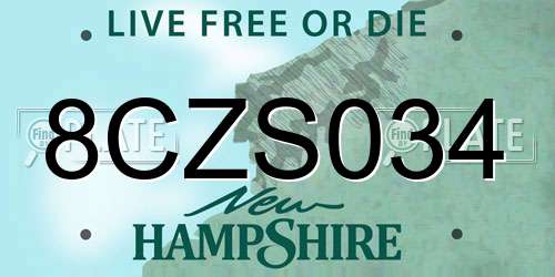8CZS034 New Hampshire License Plate