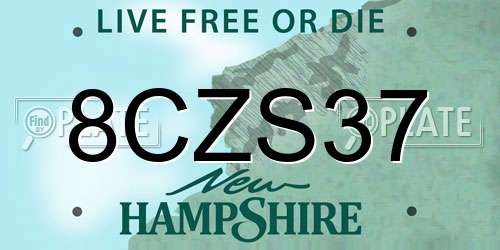 8CZS37 New Hampshire License Plate
