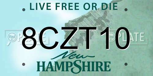 8CZT10 New Hampshire License Plate