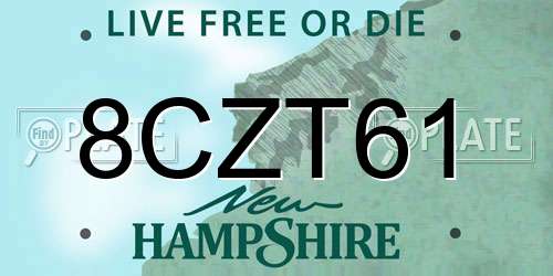 8CZT61 New Hampshire License Plate