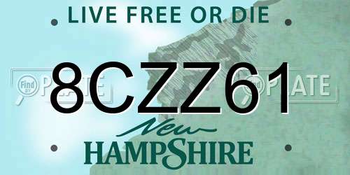 8CZZ61 New Hampshire License Plate