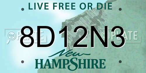 8D12N3 New Hampshire License Plate