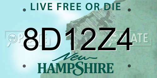 8D12Z4 New Hampshire License Plate