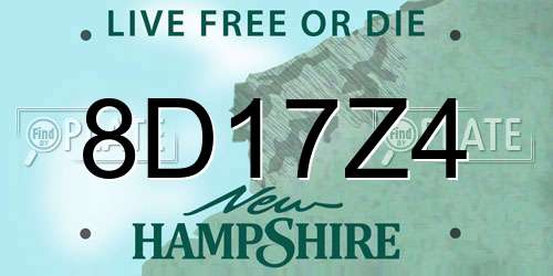 8D17Z4 New Hampshire License Plate