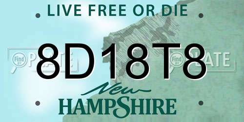 8D18T8 New Hampshire License Plate