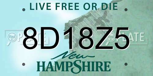 8D18Z5 New Hampshire License Plate