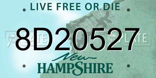 8D20527 New Hampshire License Plate