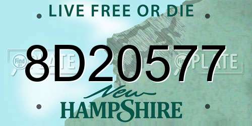 8D20577 New Hampshire License Plate