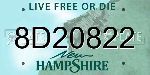 8D20822 New Hampshire License Plate
