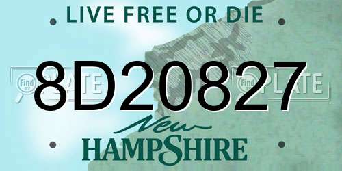 8D20827 New Hampshire License Plate